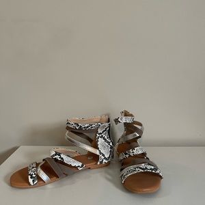 Snake skin strappy sandals